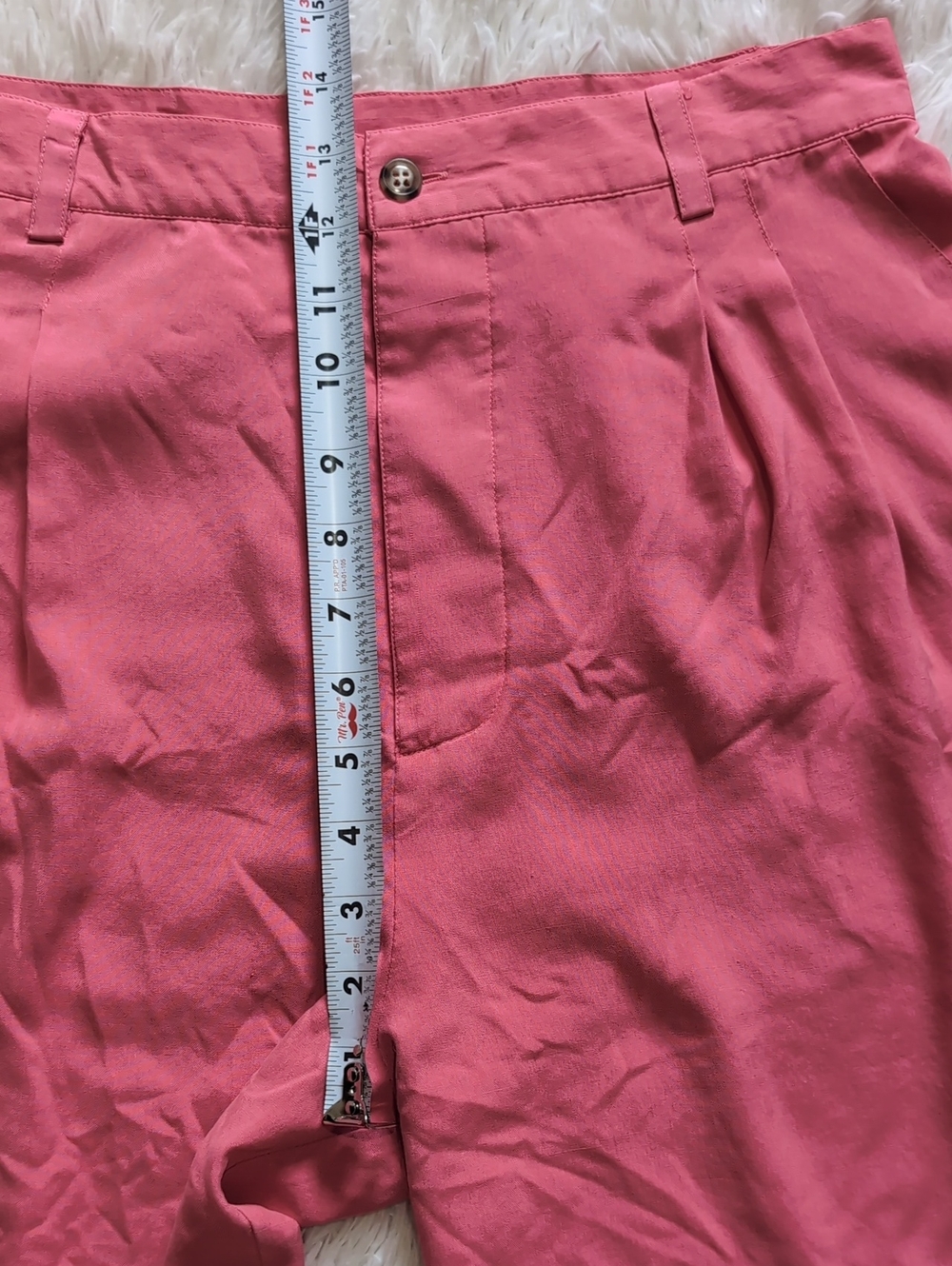 80s Go Silk 100% Silk Pink High Waist Pleated Button Fly Bermuda Shorts - Picture 10 of 11